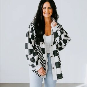 Checkered Black and White Women's Sweater